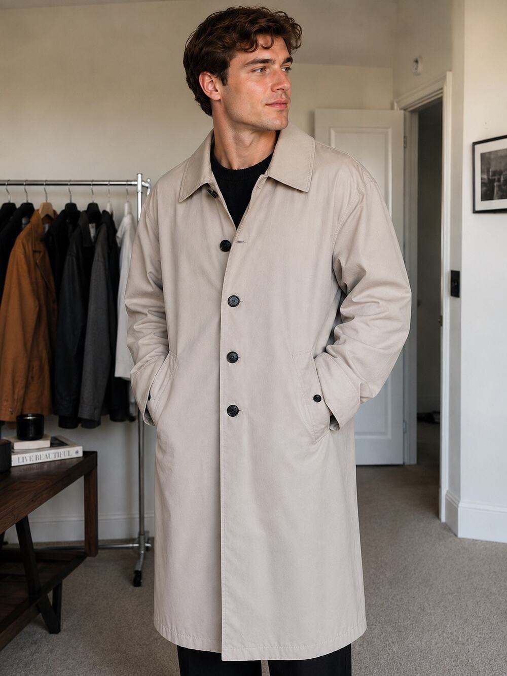 Burberry Mens Balmacaan Car Coat (Made in England; Size M)